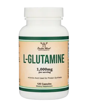 Double Wood Supplements L-Glutamine 500 мг Л-Глутамин За Чревната Бариера и Здравето на Мускулите - 120 капсули за 2 месеца прием, 60 дози