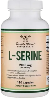 Double Wood Supplements L-Serine 2000 мг L-Серин - 180 капсули за 45 дни прием, 45 дози