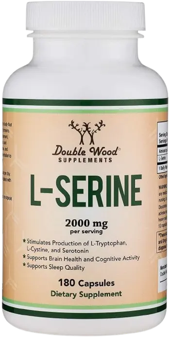 Double Wood Supplements L-Serine 2000 мг L-Серин - 180 капсули за 45 дни прием, 45 дози
