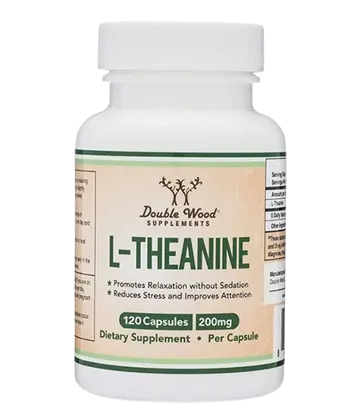 Double Wood Supplements L-Theanine 200 мг Л-Теанин - 120 капсули, 120 дози