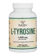 Double Wood Supplements L-Tyrosine 500 мг Щитовидна Жлеза и Мозъчна Функция - 120 капсули за 2 месеца прием, 60 дози