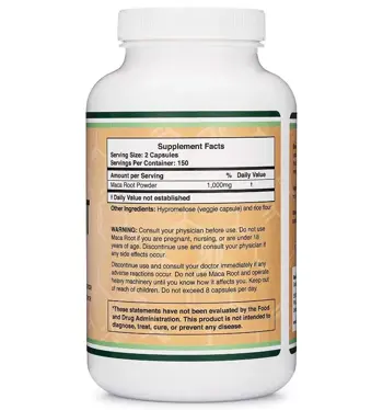 Double Wood Supplements Maca Root 1000 мг Корен От Мака - 300 капсули за 5 месеца прием, 300 дози