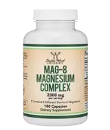 Double Wood Supplements Mag-8 Magnesium Complex Магнезиев Комплекс 142 мг 8 Форми на Магнезий Мускулно, Сърдечно и Неврологично Здраве - 180 капсули за 6 месеца прием, 180 дози