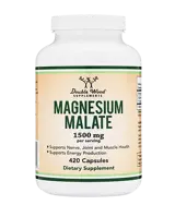 Double Wood Supplements Magnesium Malate 225 мг Магнезий Малат - 420 капсули за 140 дни прием, 140 дози