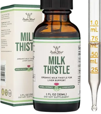 Double Wood Supplements Milk Thistle Drops 108 мг Бял трън Защита и Пречистване на Черния Дроб - 30 мл капки, 30 дози
