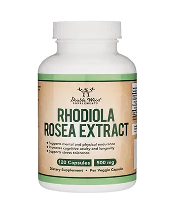 Double Wood Supplements Rhodiola Rosea Extract 500 мг Златен Корен Екстракт - 120 капсули за 4 месеца прием, 120 дози