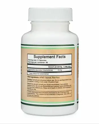 Double Wood Supplements Spermidine 10 мг Спермидин - 120 капсули за 2 месеца прием, 60 дози