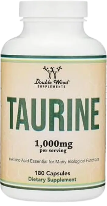 Double Wood Supplements Taurine 500 мг Таурин За Сърдечен Ритъм, Нервен Баланс и Клетъчна Защита - 180 капсули, 90 дози