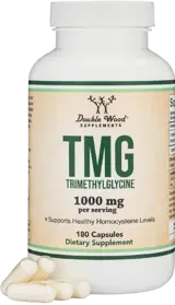 Double Wood Триметил Глицин 500 мг (TMG) Сърдечно-Съдово Здраве и Баланс на Хомоцистеина - 180 капсули, 180 дози