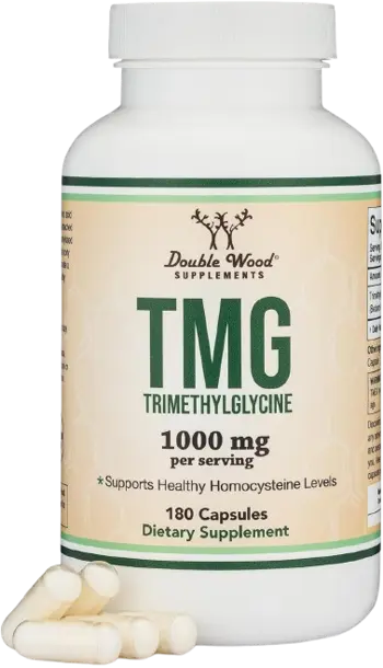 Double Wood Триметил Глицин 500 мг (TMG) Сърдечно-Съдово Здраве и Баланс на Хомоцистеина - 180 капсули, 180 дози