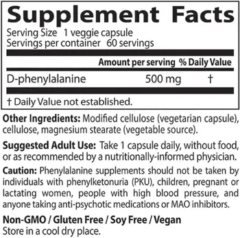 Doctor's Best D-Phenylalanine 500 mg Подкрепа за здравословно настроение х 60 капсули