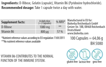 Bioherba D-Ribose 540 mg За енергия и възстановяване