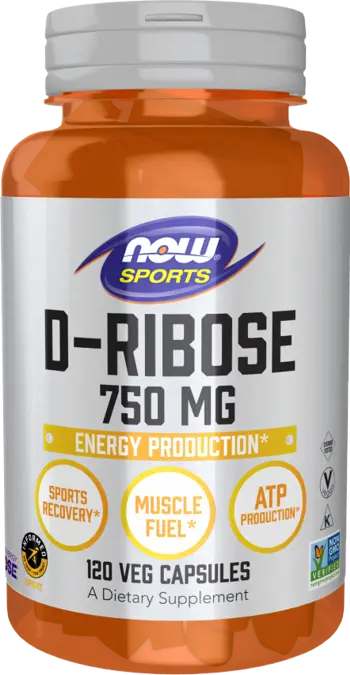 NOW Foods D-Ribose 750 мг Рибоза - 120 веге капсули, 20 дози
