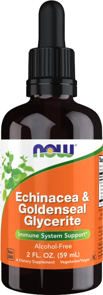 NOW Foods Echinacea & Goldenseal Glycerite Ехинацея и Голдънсийл в Течна Форма - 59 мл, 37 дози