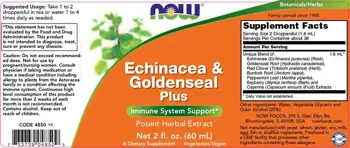 NOW Foods Echinacea & Goldenseal Plus Ехинацея - 60 мл, 38 дози