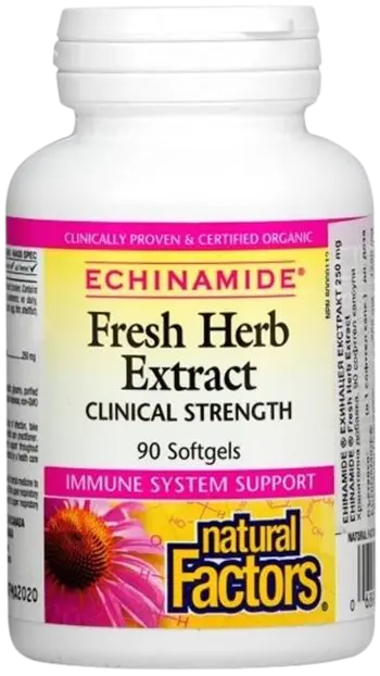 Echinamide Fresh Herb Extract Clinical Strength 250 mg 90 Гел капсули, 90 Дози - Ехинацея