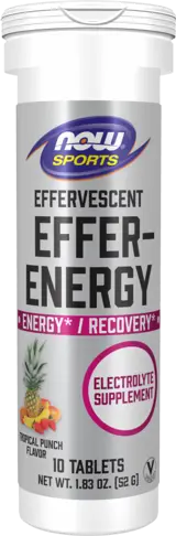 NOW Foods Effer-Energy Effervescent Energy Ефервесцентни Електролитни Таблетки - 10 разтворими таблетки, 10 дози