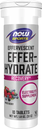 NOW Foods Effer-Hydrate Effervescent Recovery Изотонични Напитки - 10 разтворими таблетки, 10 дози