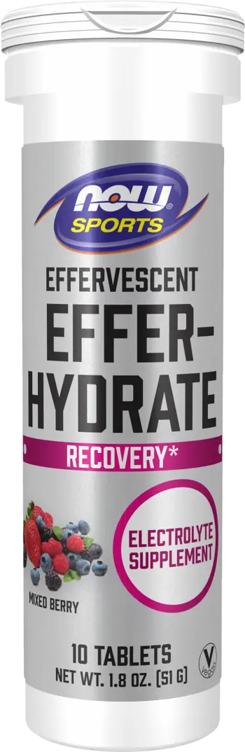 NOW Foods Effer-Hydrate Effervescent Recovery Изотонични Напитки - 10 разтворими таблетки, 10 дози