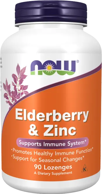 NOW Foods Elderberry & Zinc Екстракт от Черен Бъз и Цинк - 90 таблетки за смучене, 90 дози