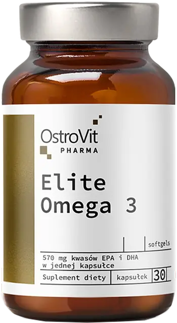 OstroVit Elite Omega 3 1000 мг + Vitamin E Висококонцентрирано Рибено Масло + Витамин Е - 30 гел капсули, 30 дози
