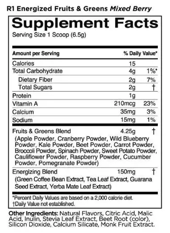 Rule1 Fruits & Greens 2.0 New Formula Комплекс от Зелени Храни - 195 грама, 30 дози