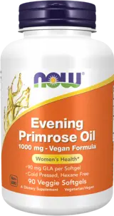NOW Foods Evening Primrose Oil 1000 мг Vegan Formula Масло от Безстъблена Иглика - 90 гел капсули, 90 дози