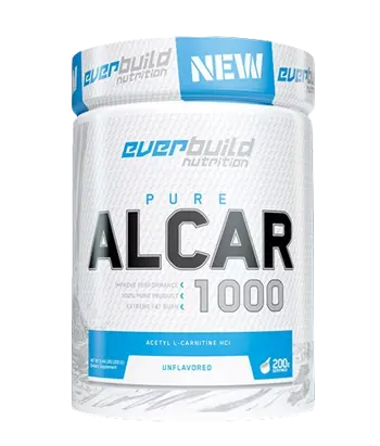 EVERBUILD Alcar 1000 мг Acetyl L-carnitine Ацетил Л-Карнитин - 200 грама, 200 дози