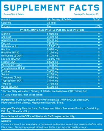 EVERBUILD Amino Whey Hydro Хидролизирани Аминокиселини - 300 таблетки, 75 дози