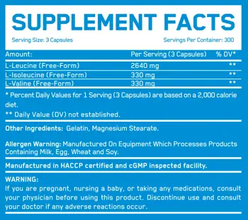 EVERBUILD BCAA Mega Caps 1100 мг L-Левцин, L-Изолевцин и L-Валин - 60 блистера x 15 капсули, 300 дози