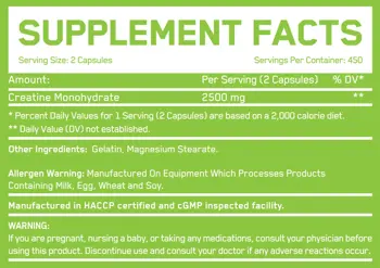 EVERBUILD Creatine Mega Caps 1250 мг Креатин Монохидрат - 60 блистера x 15 капсули, 450 дози
