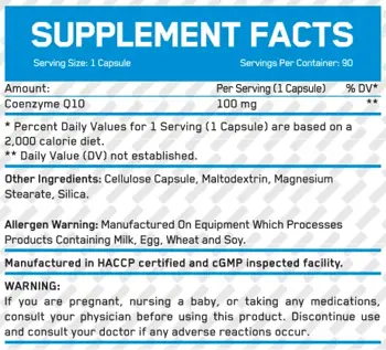 EVERBUILD High Potency CoenzymeQ10 CoQ10 100 мг Коензим Q10 Убиквинон - 90 вег капсули, 90 дози