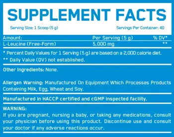 EVERBUILD L-LEUCINE 5000 мг Л-Левцин на Прах - 200 грама, 40 дози