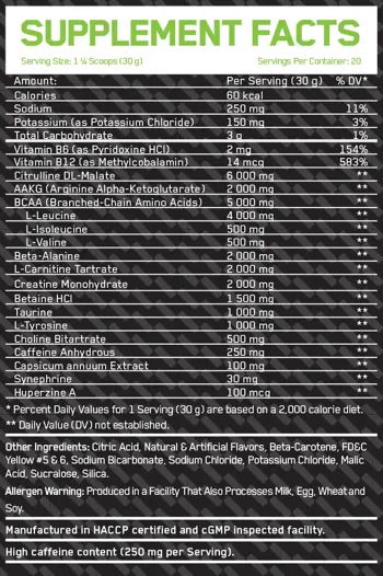 EVERBUILD PRE Build – Pre-workout Предтренировъчен Азотен Бустър - 600 грама, 20 дози