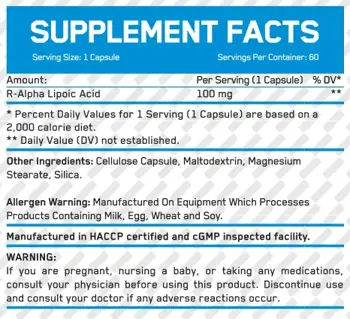EVERBUILD R-Alpha Lipoic Acid 100 мг R-Алфа Липоева Киселина - 60 вег капсули, 60 дози