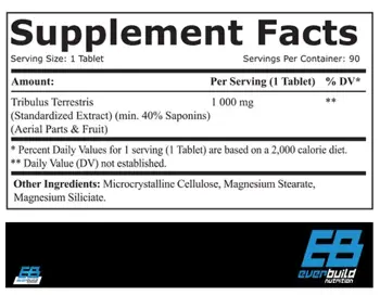 EVERBUILD Tribulus 1000 мг Тpибyлyc Тepecтpиc - 90 таблетки, 90 дози