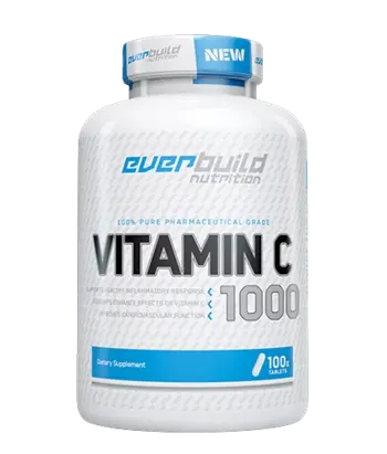 EVERBUILD Vitamin C 1000 мг with Rose Hips Витамин С и Екстракт от Шипка - 100 таблетки, 100 дози