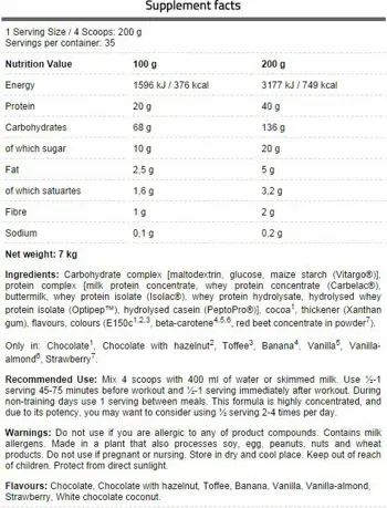 FA Nutrition CORE Mass Гейнър - 7000 грама, 35 дози