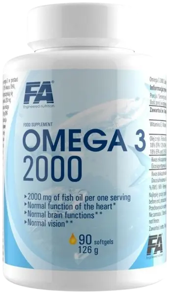 FA Nutrition Omega 3 Fish Oil 2000 мг Рибено Масло от Аншоа - 90 гел капсули, 45 дози