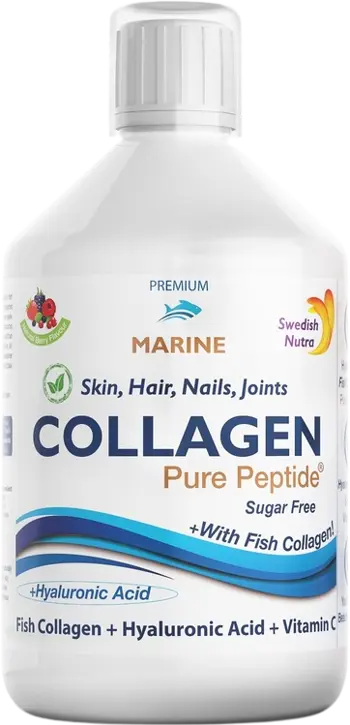 Swedish Nutra Fish Collagen 10 000 mg with Hyaluronic Acid + Vitamin C Течен рибен колаген за кожа, коса, нокти и стави