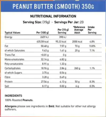Applied Nutrition Fit Cuisine 100% Peanut Butter Smooth - Кремообразно фъстъчено масло