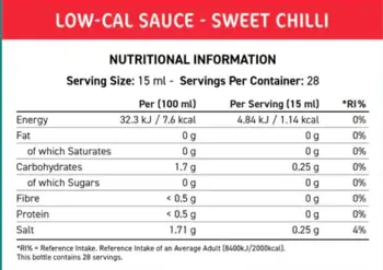 Fit Cuisine Low-Cal Sauce Сладък Чили Сос с Ниско Съдържание на Калории
