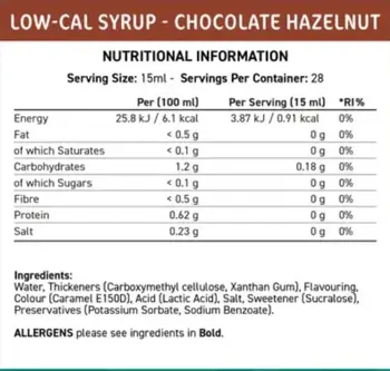 Applied Nutrition Fit Cuisine Low-Cal Syrup Chocolate Hazelnut Сироп с ниско съдържание на калории и вкус на шоколадов лешник