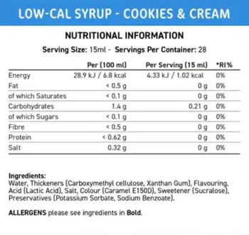 Fit Cuisine Low-Cal Syrup Cookies & Cream Нискокалоричен сироп с вкус на бисквити и сметана