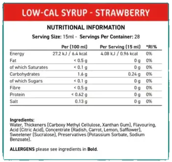 Applied Nutrition Fit Cuisine Low-Cal Syrup Strawberry - Нискокалоричен сироп с вкус на ягода