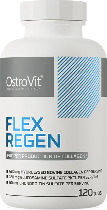 OstroVit Flex Regen Collagen + Glucosamine, Chondroitin, MSM, Hyaluronic Acid Ставен Комплекс с Хиалуронова Киселина - 120 таблетки, 120 дози