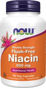 NOW Foods Flush-Free Niacin 500 мг Double Strength Ниацин Витамин Б-3