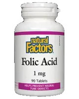 Natural Factors Folic Acid 1 mg Фолиева киселина х 90 таблетки