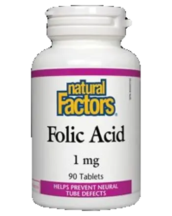 Natural Factors Folic Acid 1 mg Фолиева киселина х 90 таблетки