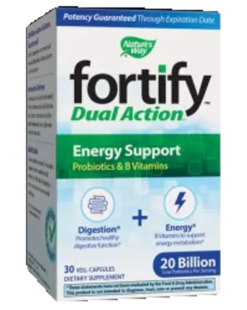 Nature's Way Fortify Dual Action Energy Support 20 Billion Active Probiotics + Vitamin B 30 капсули, 30 Дози